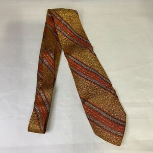 #6686 VINTAGE Gold and Orange Striped Mens Necktie, Tie